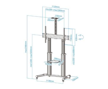 SOPORTE SUELO 60''-100'' PLATA TOOQ