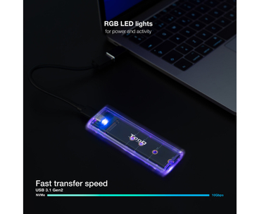 CAJA EXTERNA SSD M.2 NGFF/NVMe TRANSPARENTE RGB TOOQ