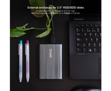 CAJA EXTERNA HDD/SSD 2.5'' GRIS TOOQ
