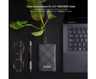 CAJA EXTERNA HDD/SSD 2.5'' NEGRO TOOQ