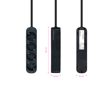 REGLETA PROTECTORA 4 TOMAS NEGRO NANOCABLE