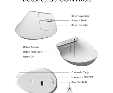RATON OPTICO DUAL NATURE VERTICAL ERGO DUAL BATERIA BLANCO SUBBLIM
