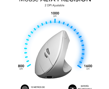 RATON OPTICO DUAL GLIDE VERTICAL ERGO DUAL BATERIA BLANCO SUBBLIM