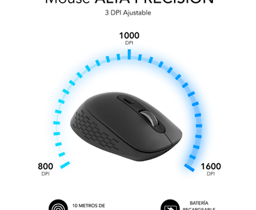 RATON OPTICO DUAL CURVE ERGO DUAL BATERIA NEGRO SUBBLIM
