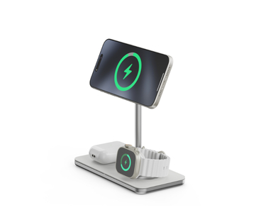 SOPORTE BASE DE CARGA INALAMBRICO 3en1 MAGSAFE PLATA LINQ