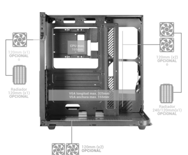 CAJA SEMITORRE ATX MC-INFINIO LITE ARGB NEGRO MARS GAMING