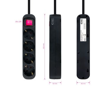 REGLETA PROTECTORA 4 TOMAS NEGRO NANOCABLE